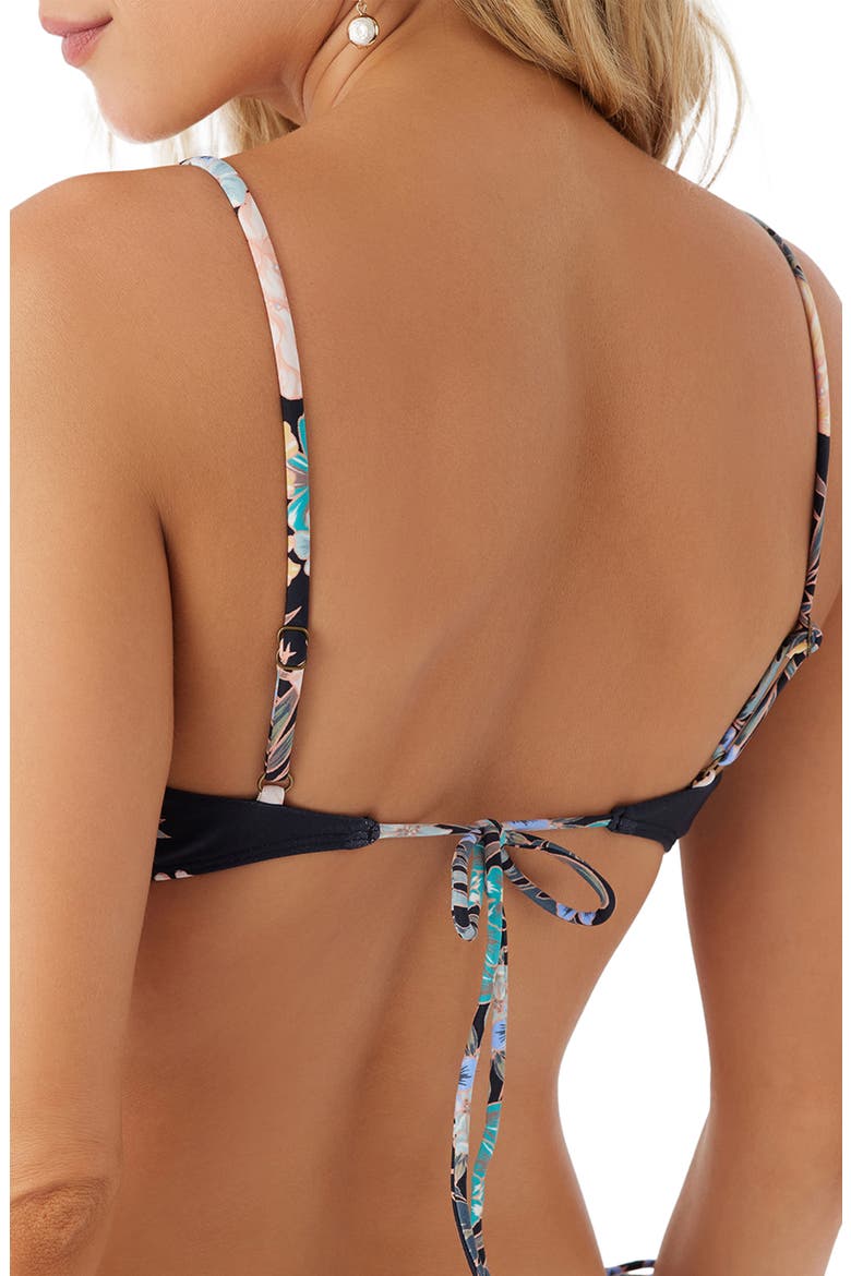 Macaw Tropical Surfside Bikini Top, Alternate, color, BLACK