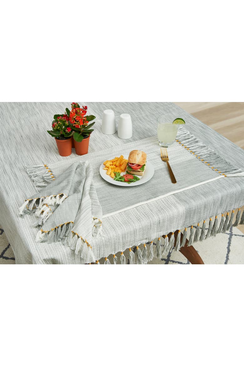 Kerbey Boulder Tasseled Placemats Set of 4 For Dining, 13" x 19", Alternate, color, Blue