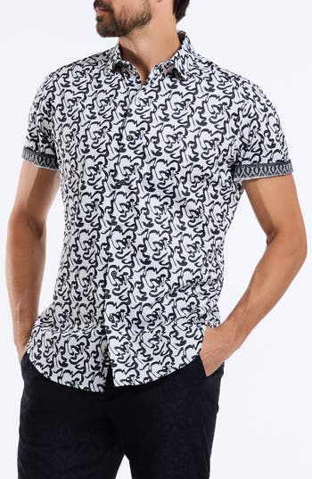 Robert Graham Short Sleeve Cotton Button-up Shirt In Blue