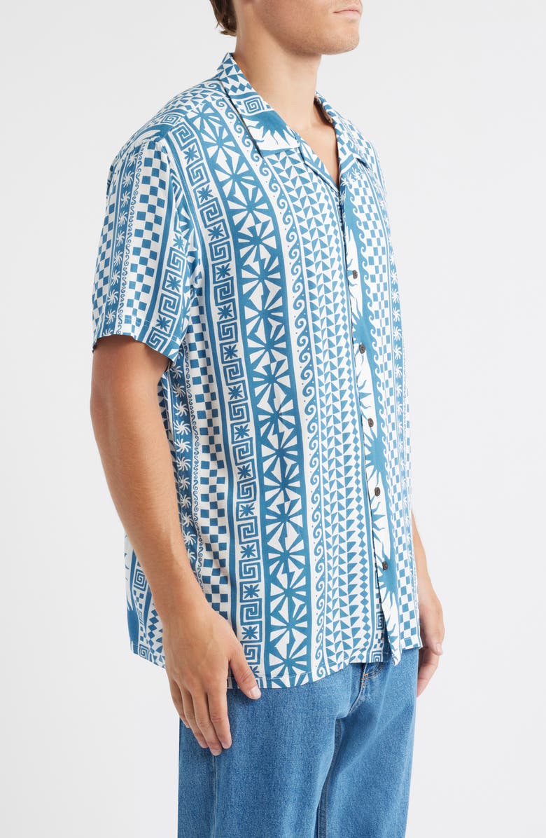 Rip Curl Fun Times Print Camp Shirt, Alternate, color, Blue