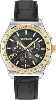 FERRAGAMO 1927 Chronograph Leather Strap Watch, 42mm