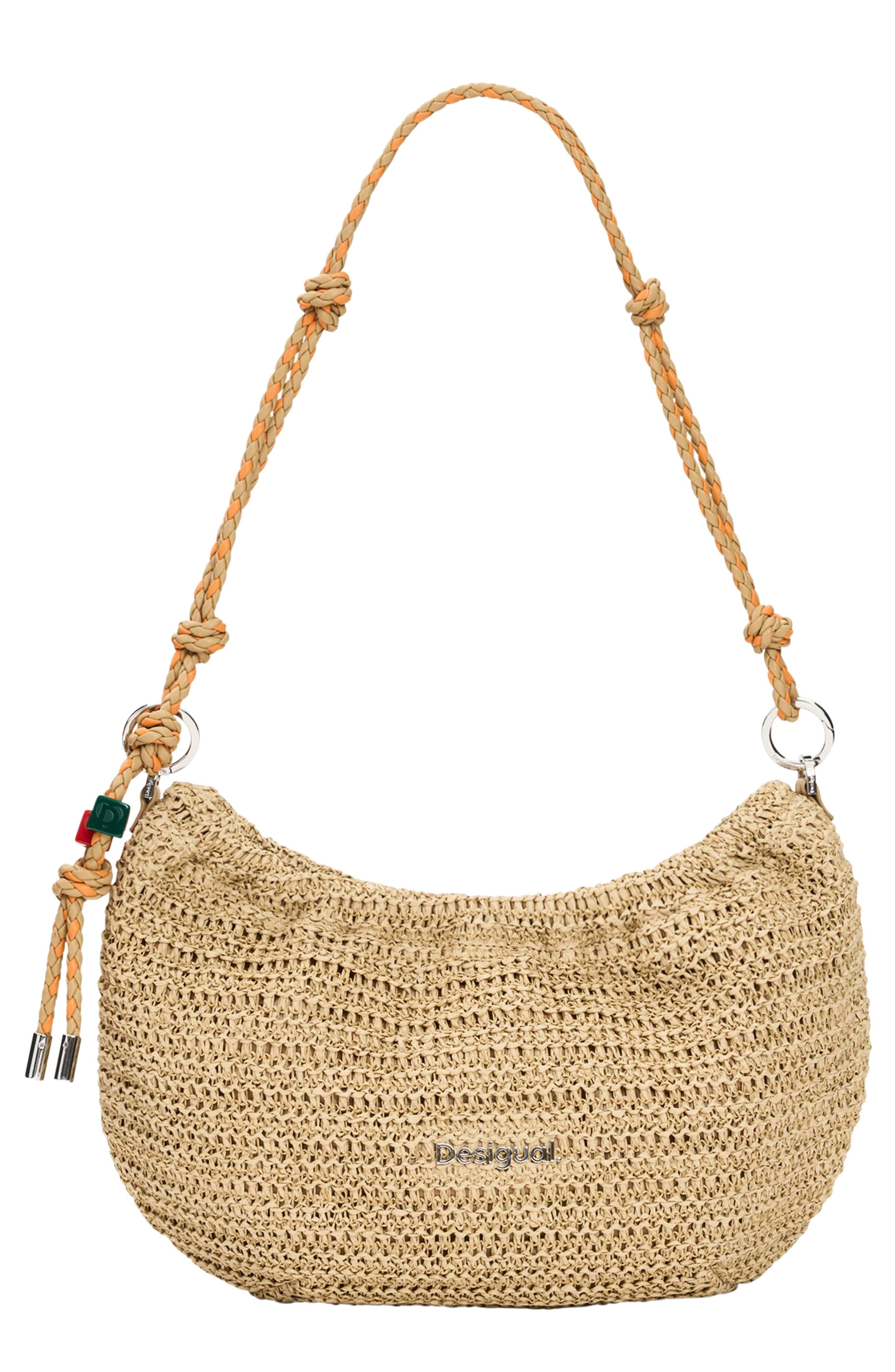 Desigual Medium Oval Raffia Shoulder Bag, Main, color, 
