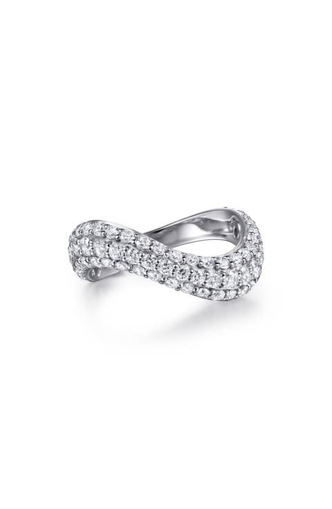 14k White Gold Diamond Wave Ring