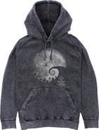 The Nightmare Before Christmas Mens The Nightmare Before Christmas Black and White Moon Scene Lightweight Hoodie