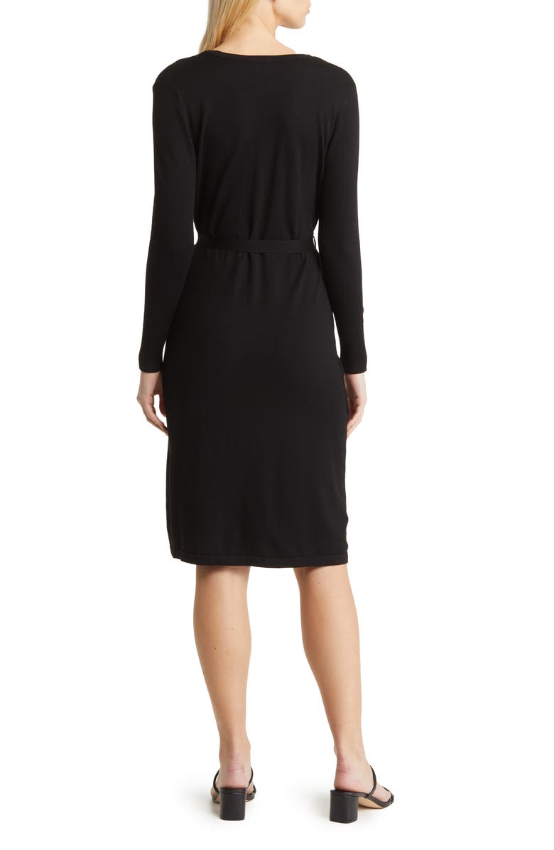 Anne Klein Long Sleeve Faux Wrap Sweater Dress, Alternate, color, 