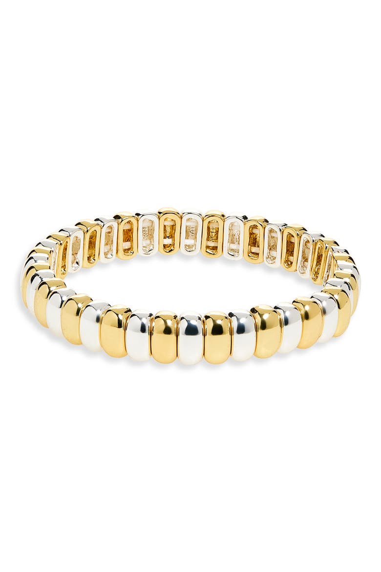 Two Tone Stretch Bracelet, Main, color, GOLD- SILVER