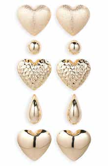 Tasha 5-Pack Heart & Bean Stud Earrings