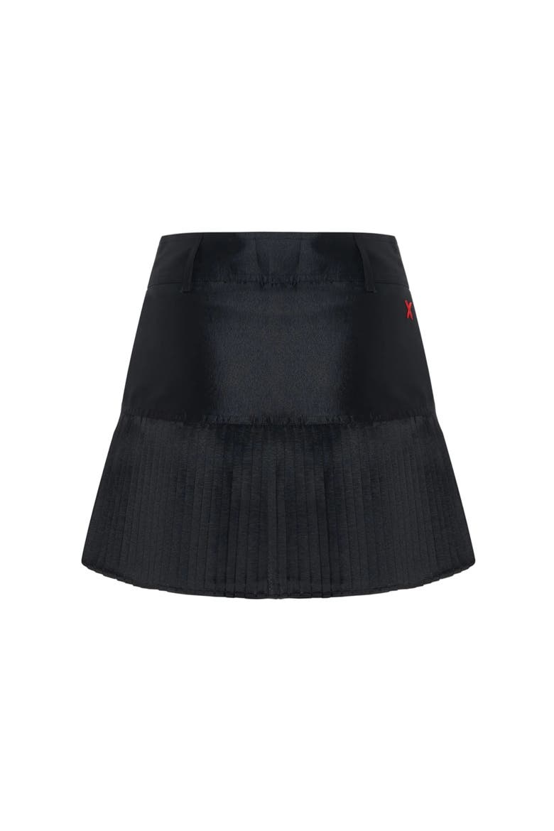The Party Edit Belted Pleated Mini Skirt, Alternate, color, BLACK