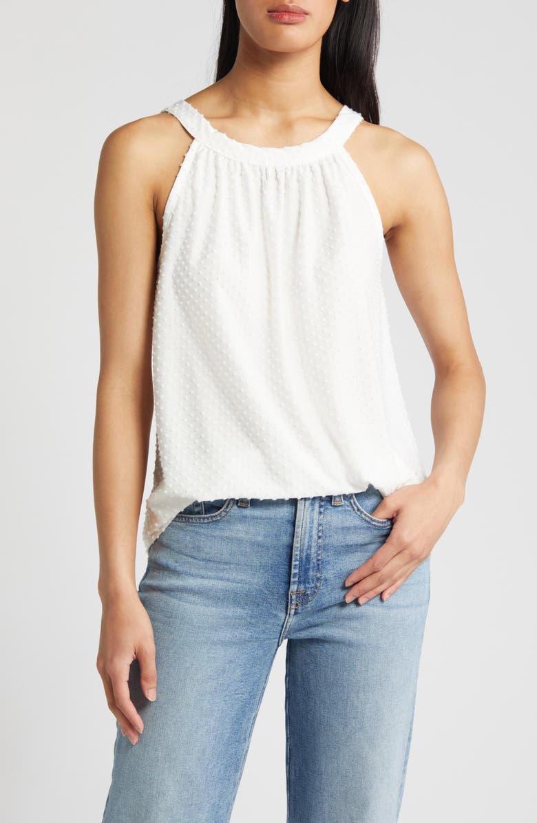 Loveappella Clip Dot Halter Tank Top, Main, color, Ivory