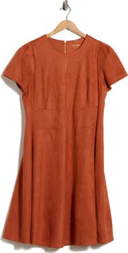 Calvin Klein Faux Suede Fit & Flare Dress