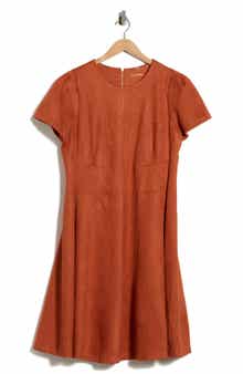 Faux Suede Fit & Flare Dress