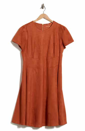 Faux Suede Fit & Flare Dress