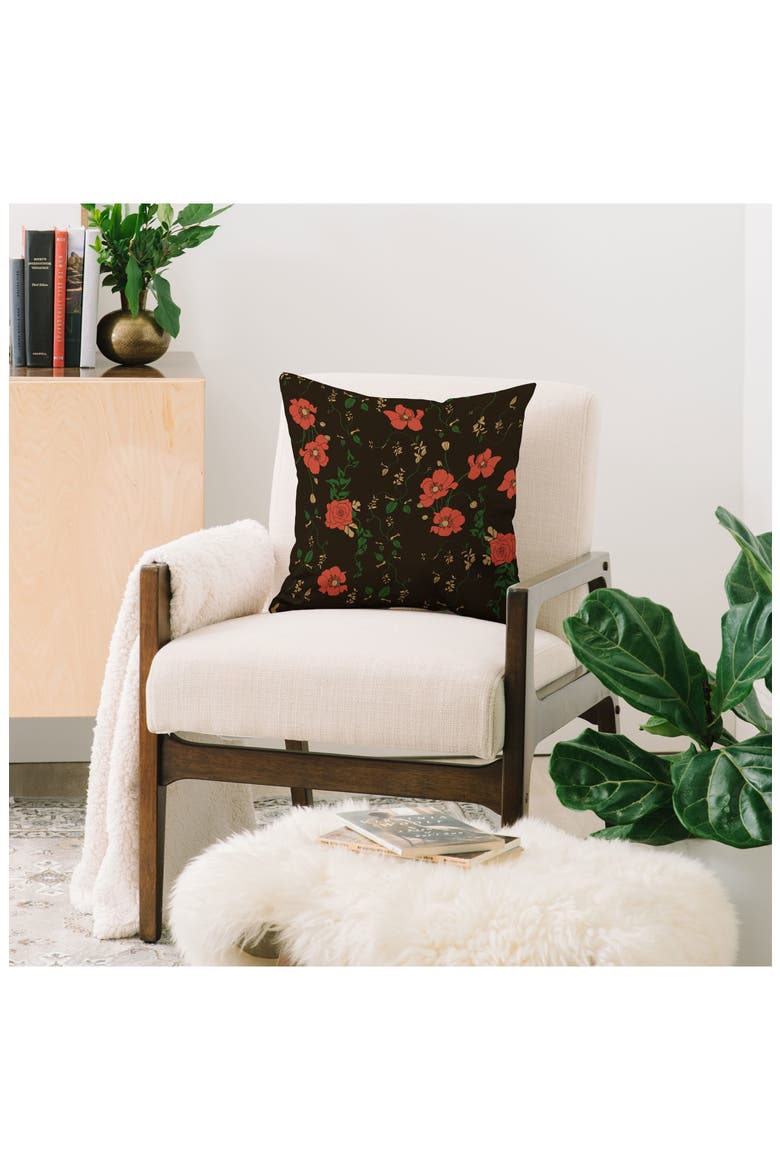 Midnight Flourish Floral Accent Pillow, Alternate, color, BLACK