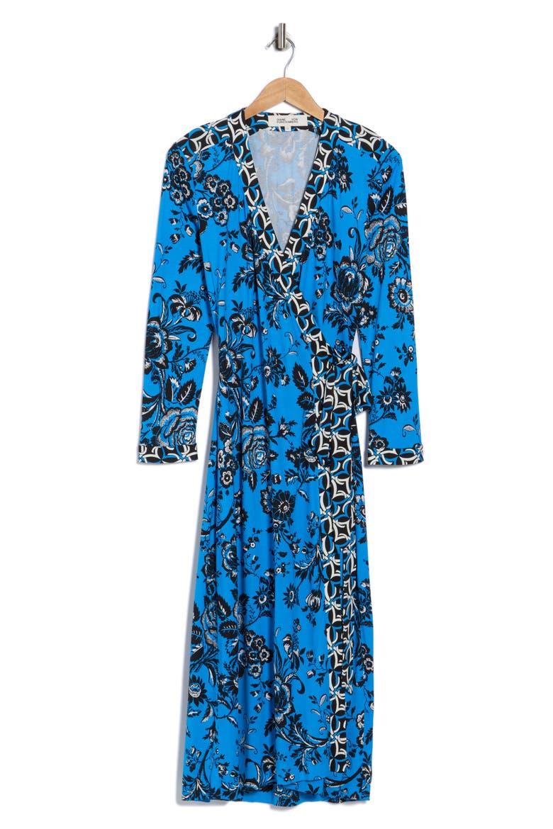Dancia Floral Print Wrap Dress, Alternate, color, NIGHT VINE BU L/ GIG TILE BU L