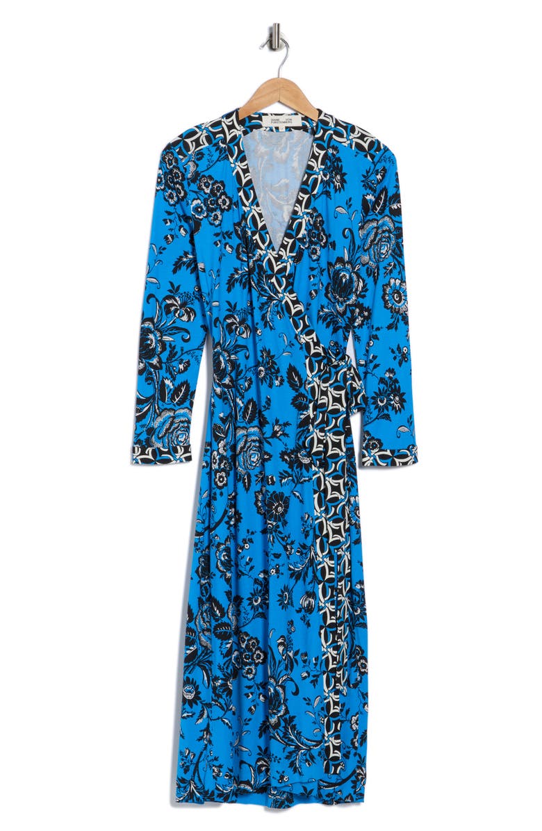Diane von Furstenberg Dancia Floral Print Wrap Dress, Alternate, color, Night Vine Bu L/ Gig Tile Bu L