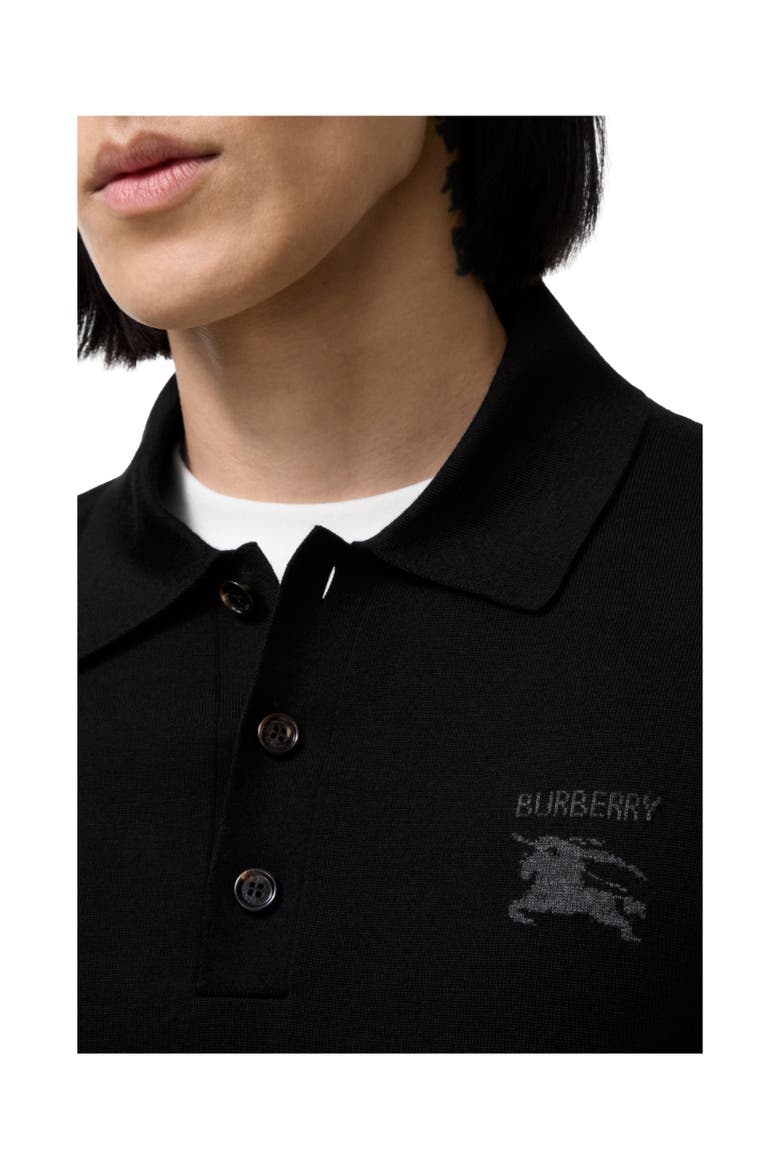 Long-sleeve Knight Wool Polo Shirt, Alternate, color, Black