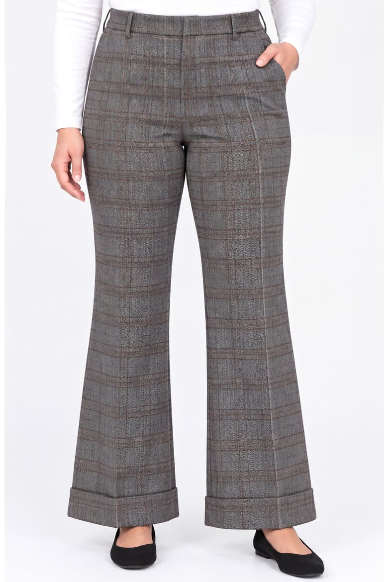 Cuffed Flare Trousers, Main, color, BK MLT HRNBNE P