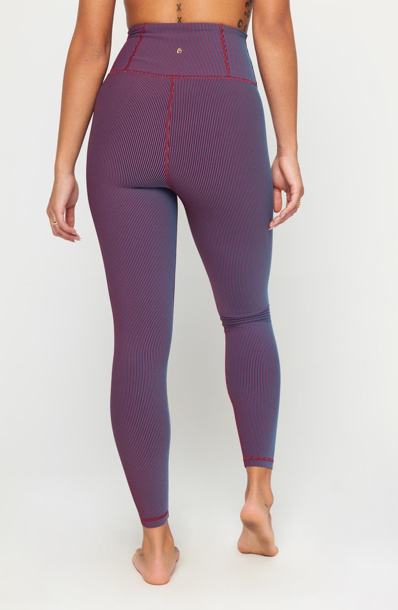 Spiritual Gangster Ada 2-Tone Stripe Leggings, Alternate, color, Port