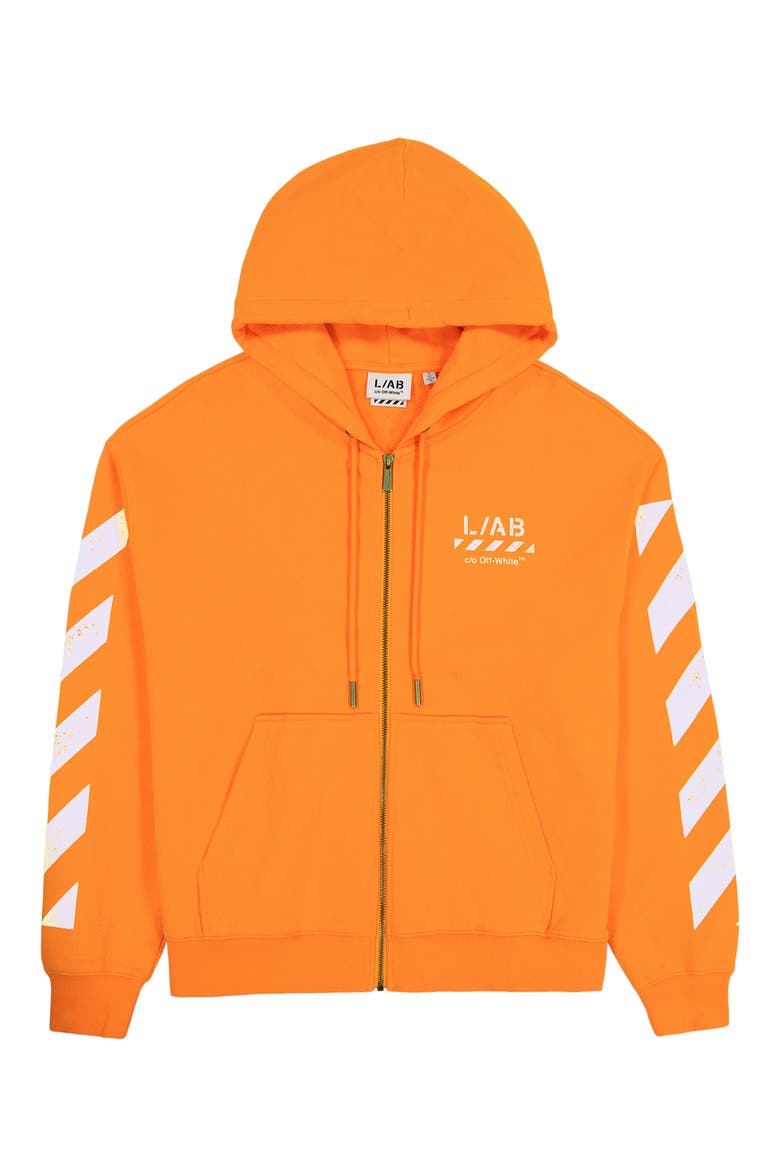 Diagonal Stripe Logo Cotton French Terry Zip Graphic Hoodie, Alternate, color, ORANGE TIGER