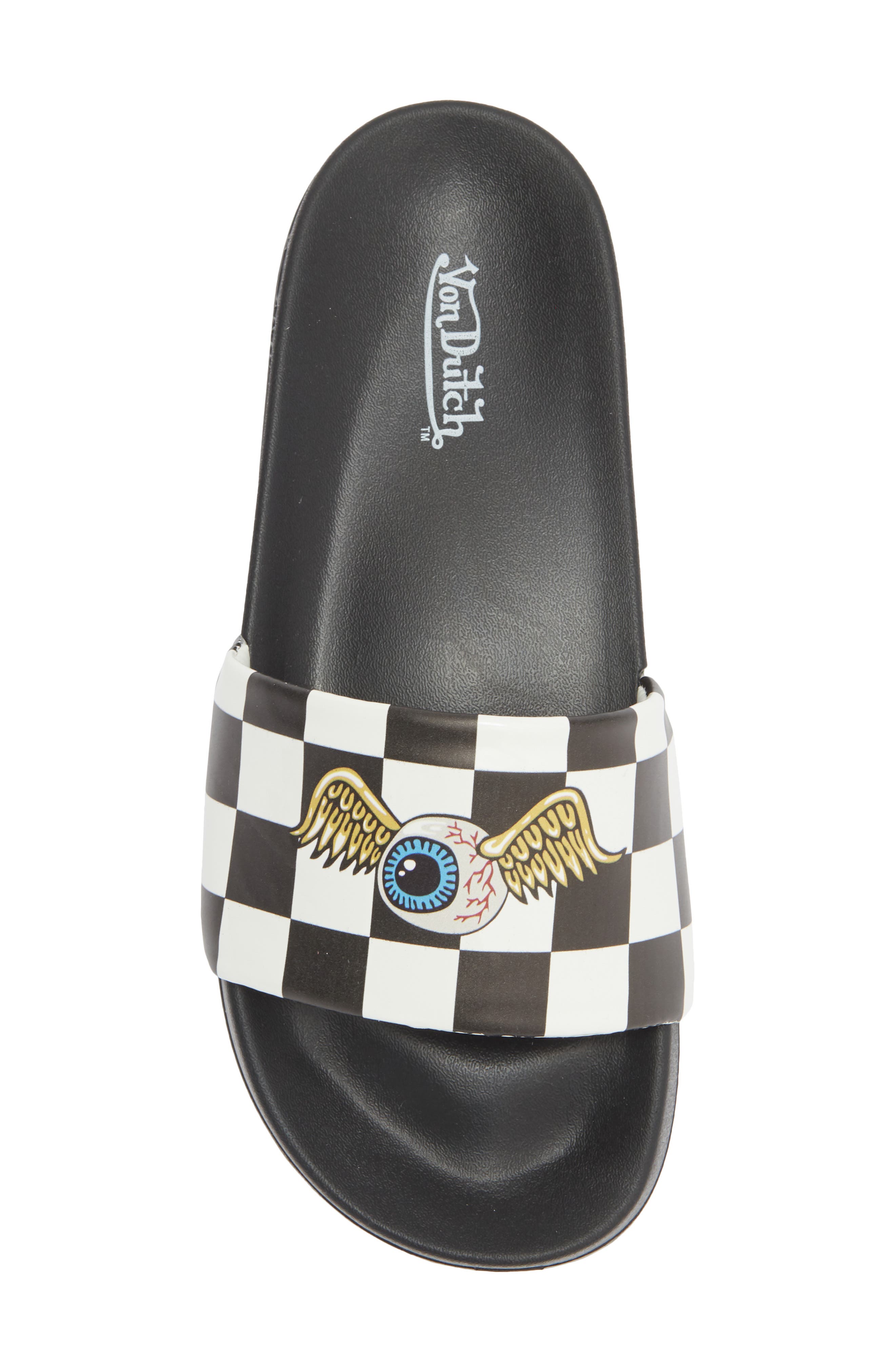Von Dutch Domino Slide Sandal, Alternate, color, Black/ White