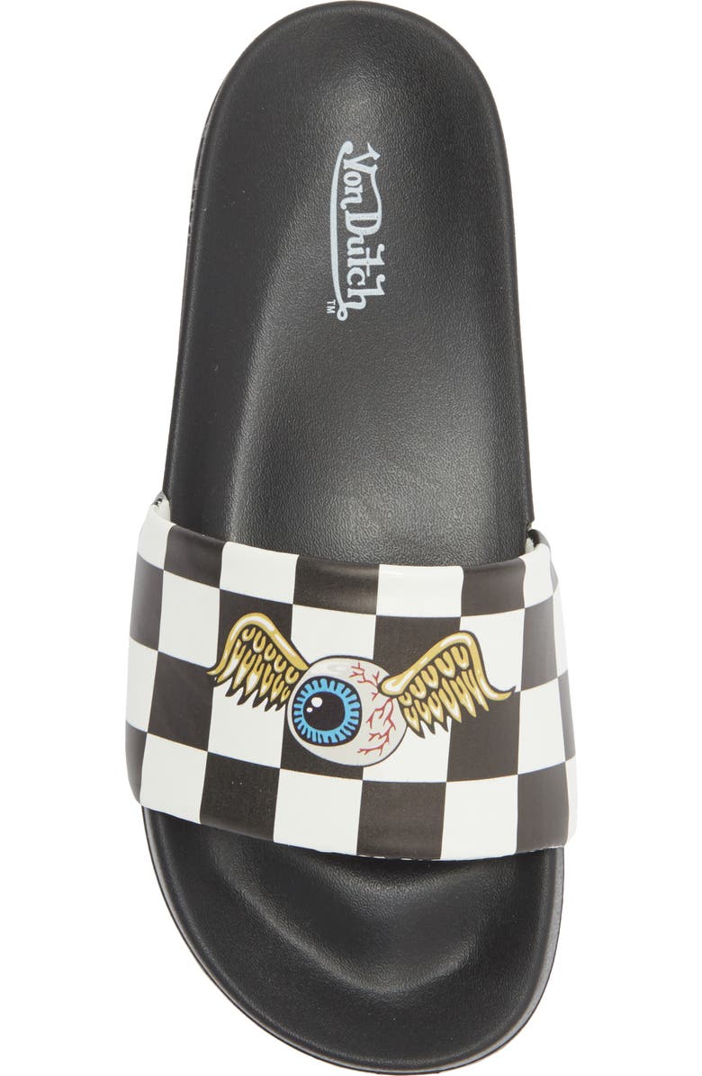 Von Dutch Domino Slide Sandal, Alternate, color, Black/ White