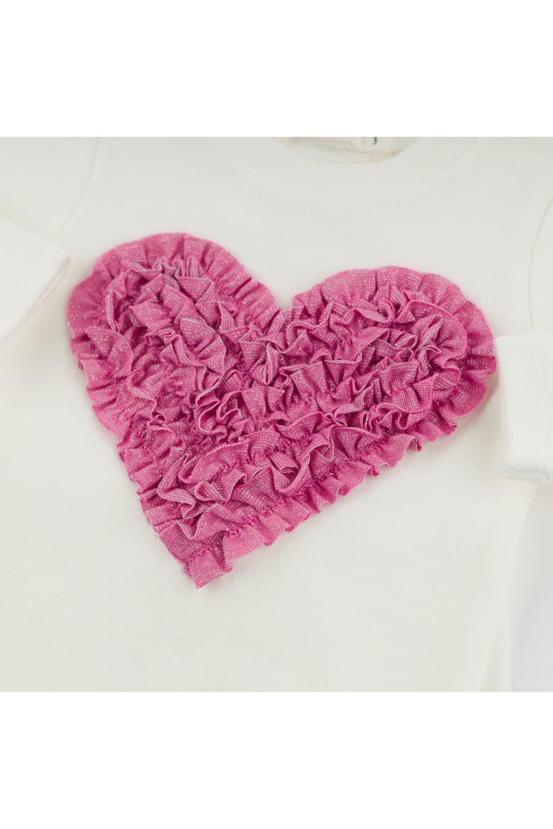 Ruffle Heart Bright Pink Sparkle Two Piece Set, Alternate, color, Cream