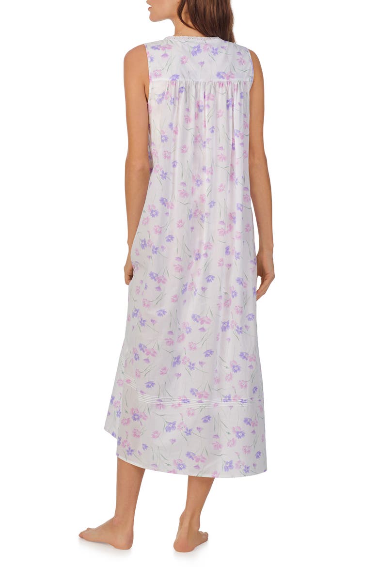 Floral Sleeveless Ballet Cotton Lawn Nightgown, Alternate, color, WHITE GRID PERI/PINK FLORAL