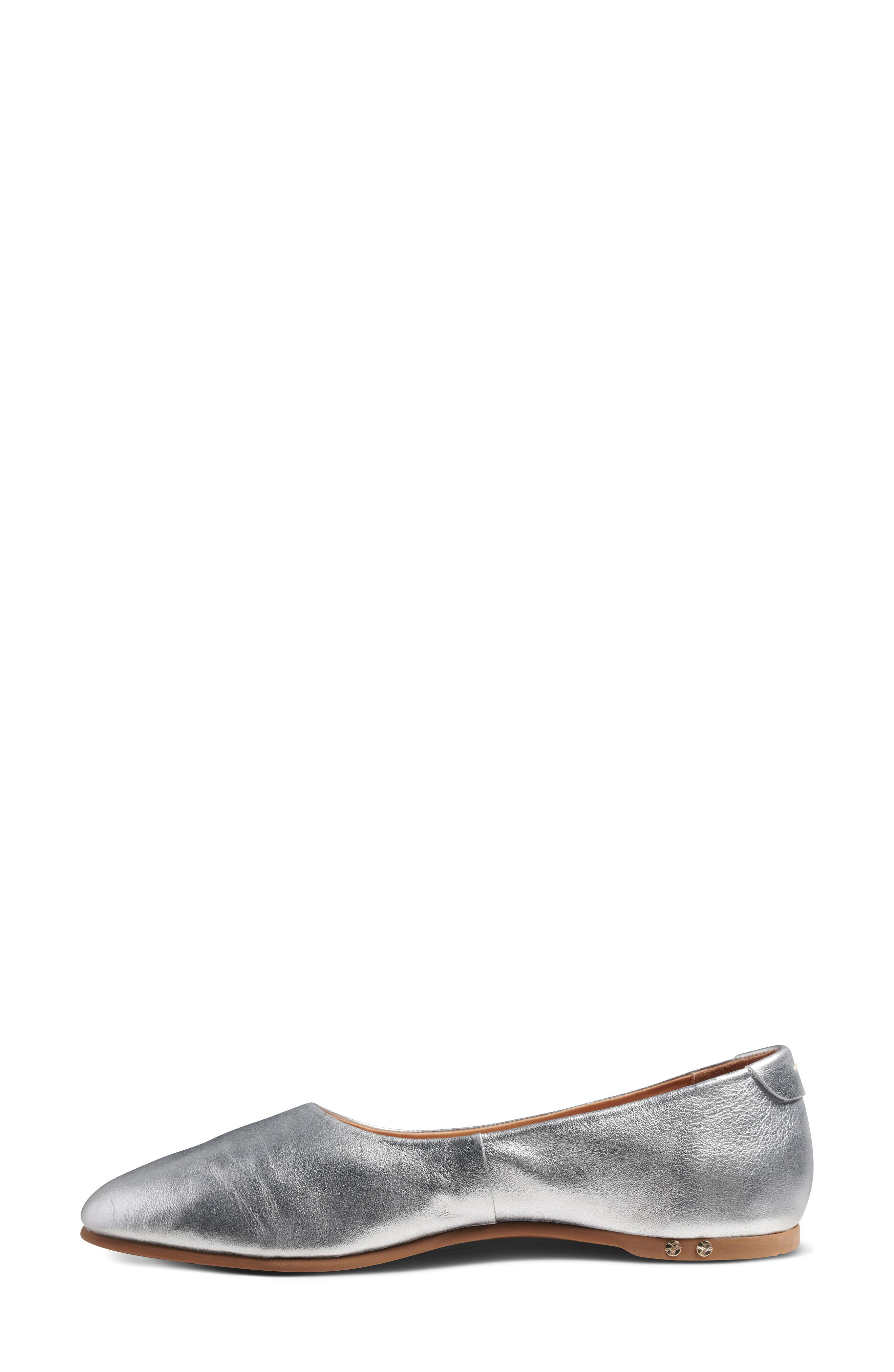 Swiftlet Leather Ballet Slipper, Alternate, color, SILVER