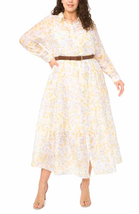 Floral Print Long Sleeve Maxi Shirtdress