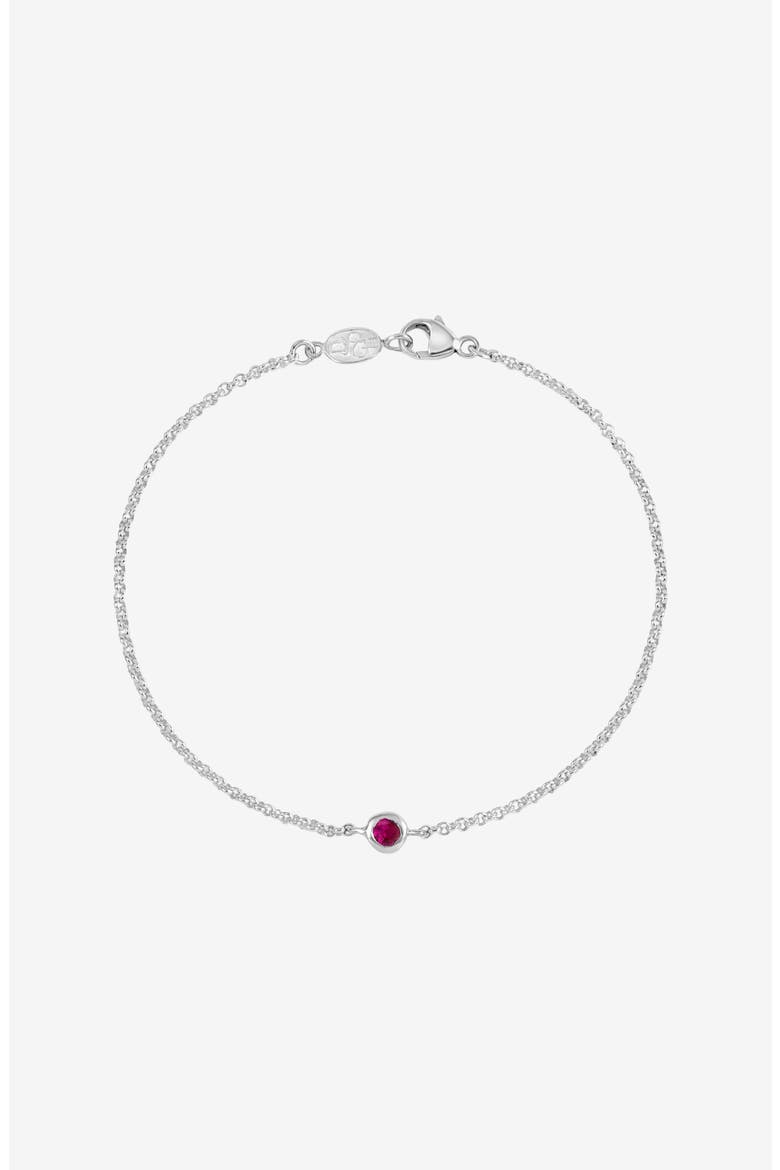 Single Ruby Dewdrop Chain Bracelet, Main, color, Sterling Silver
