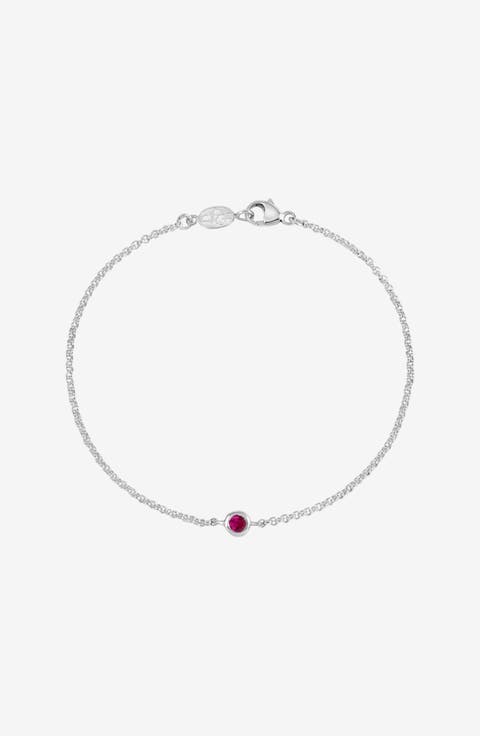 Single Ruby Dewdrop Chain Bracelet