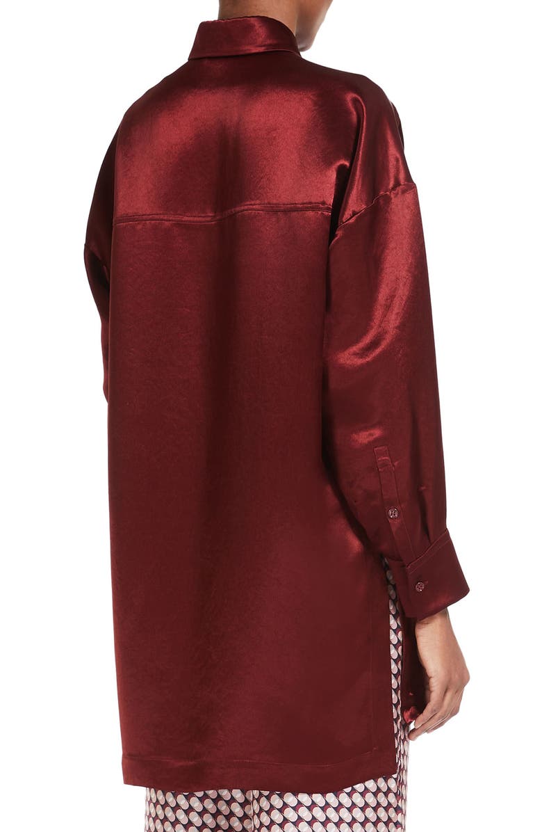 Max Mara Leisure Bacio Oversize Satin Button-Up Shirt, Alternate, color,