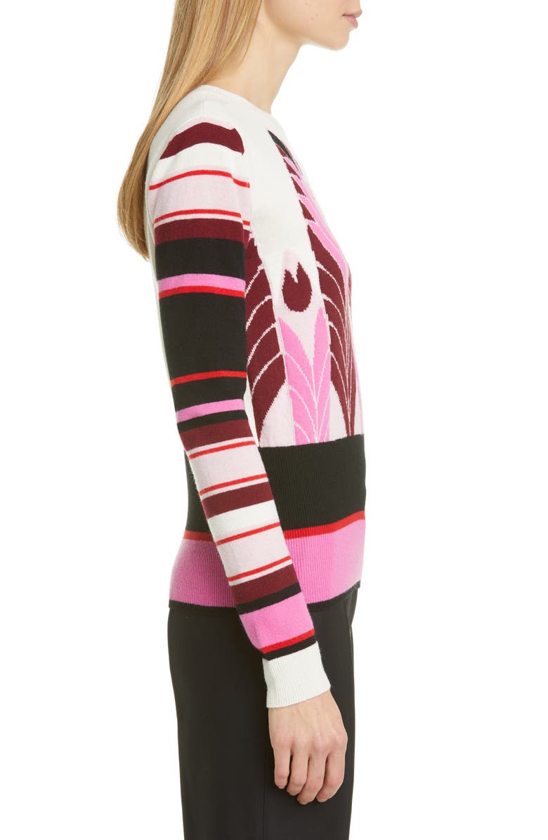 Valentino Feather Intarsia Wool & Cashmere Sweater, Alternate, color, 