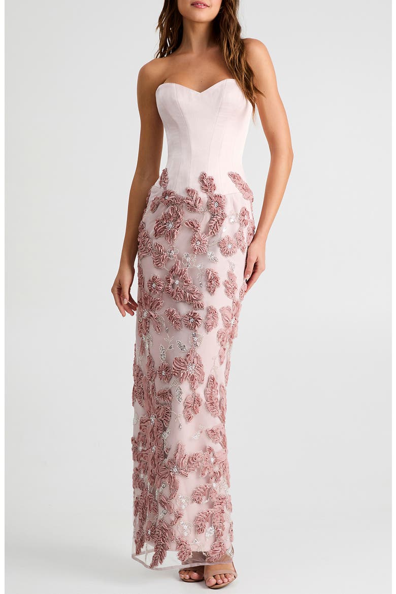Julia Embellished Strapless Gown, Main, color, BLUSH PINK