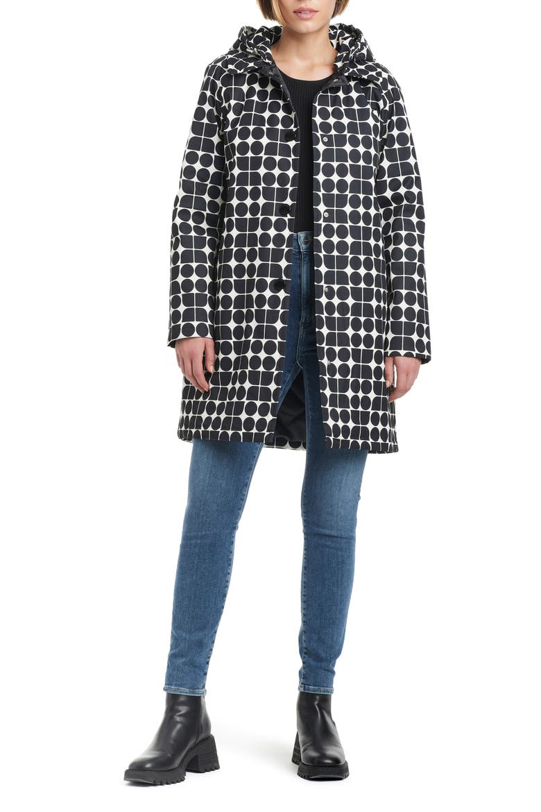 water resistant raincoat with removable hood, Alternate, color, NOEL PRINTED
