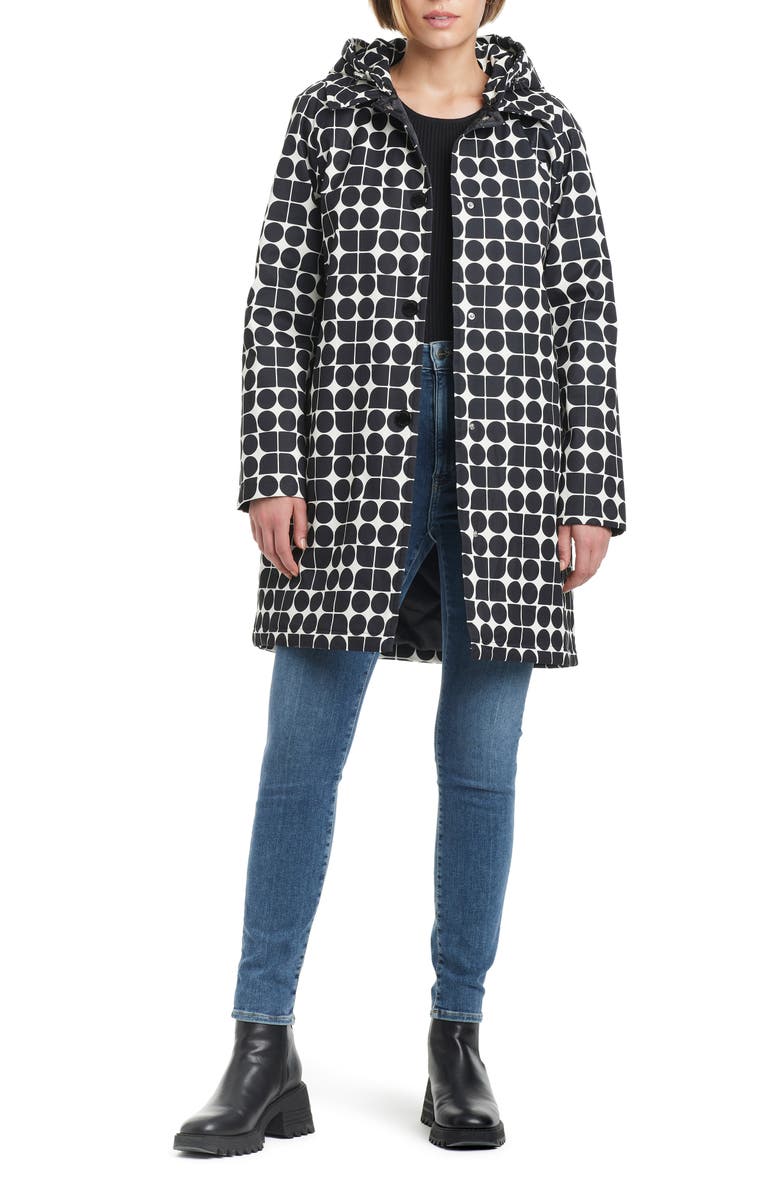 Kate Spade New York water resistant raincoat with removable hood, Alternate, color, Noel Printed