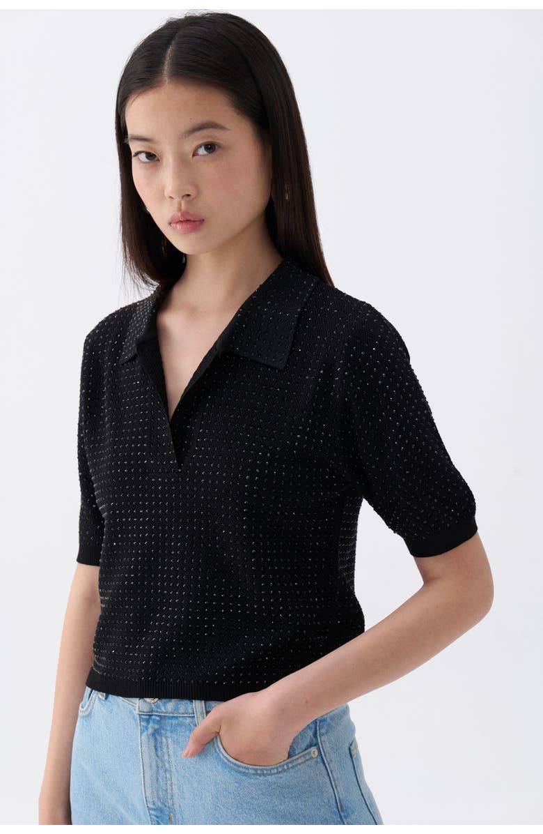 Nocturne Rhinestone Embroidered Knitwear Top, Alternate, color,