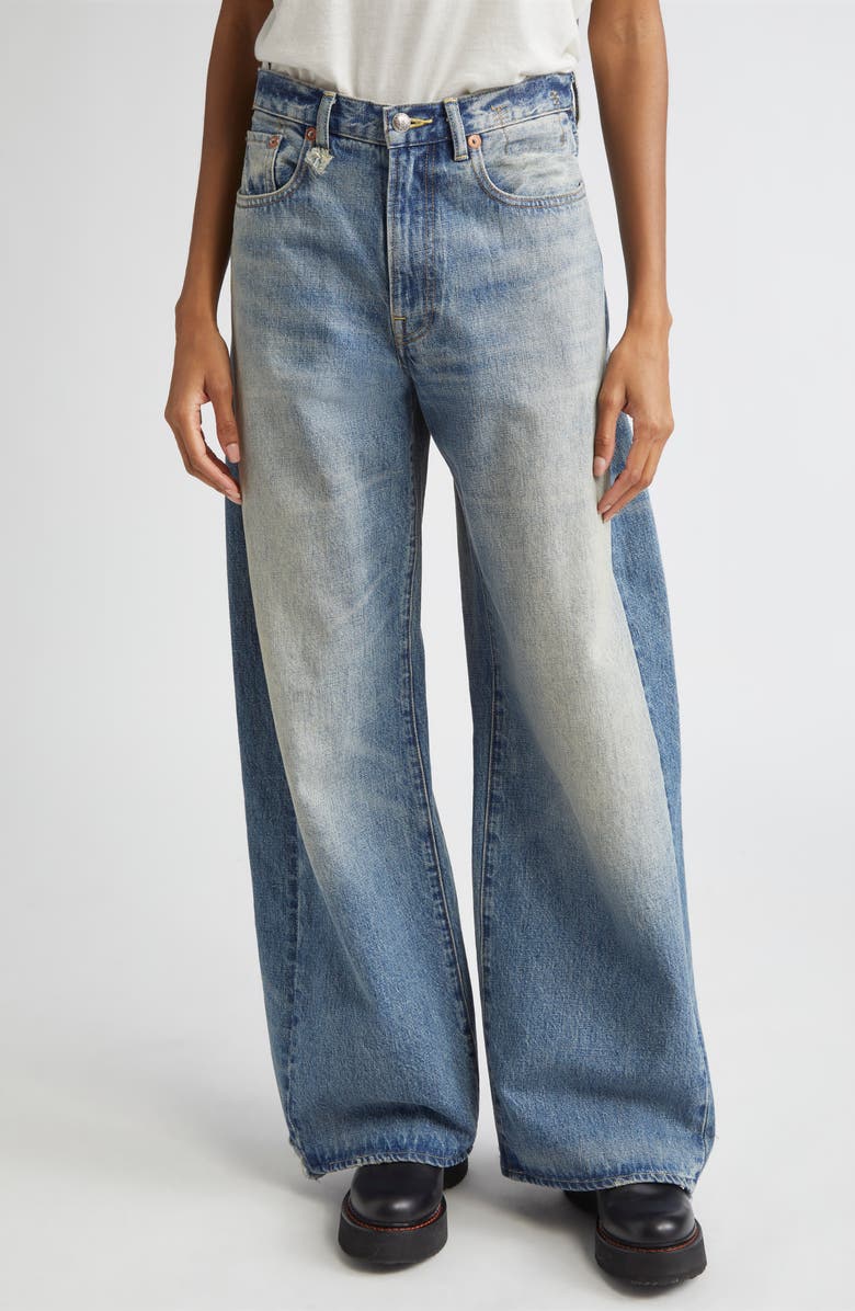R13 Darcy Insert Loose Fit Jeans, Main, color, Vintage Indigo Colorblock