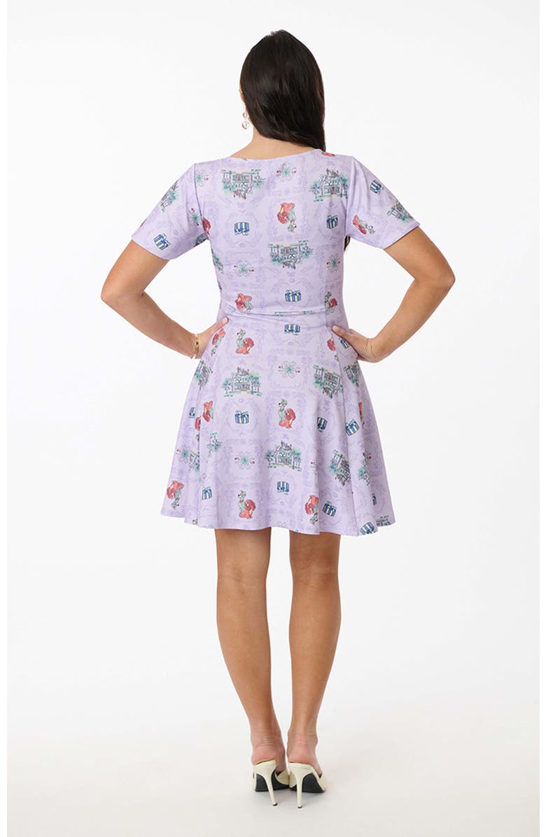 Unique Vintage 1950s Poppy Flare Dress, Alternate, color, Lavendar Disney Print