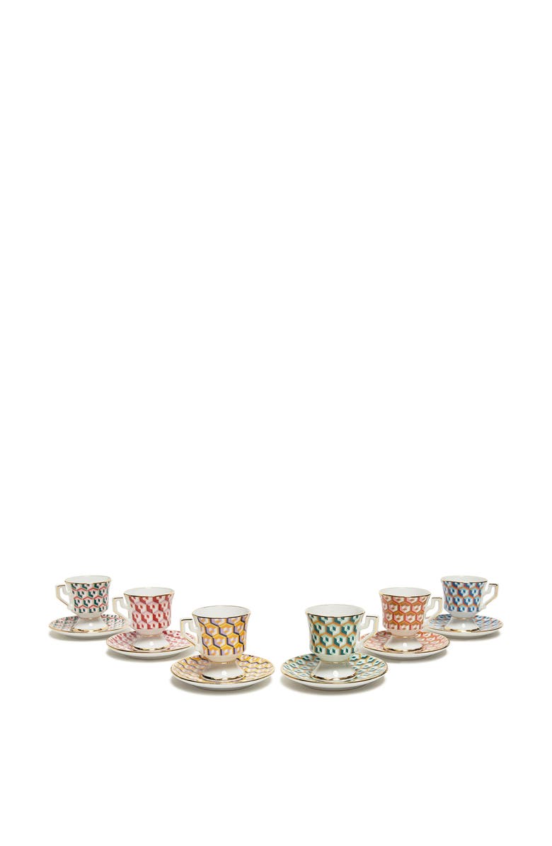 La DoubleJ Espresso Cup Set Of 6 Cubi Mix, Main, color, Cubi Mix