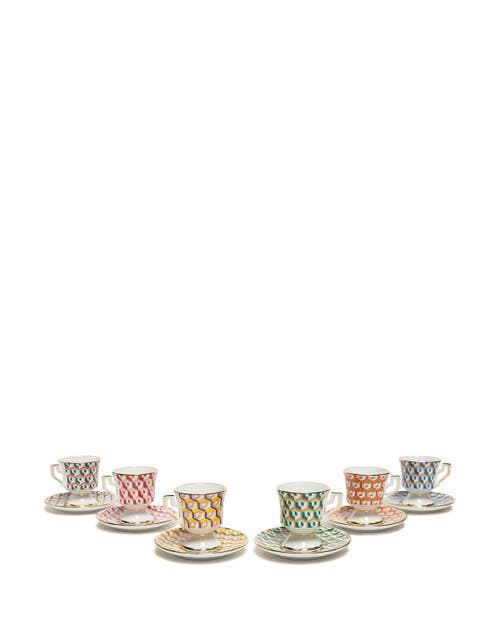 La Doublej Espresso Cup Set Of 6 Cubi Mix In Cubi Mix