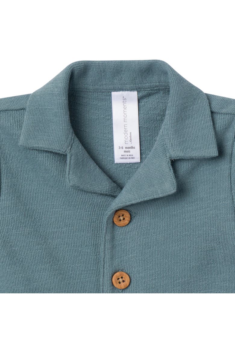 Collared Short Sleeve Romper, Alternate, color, Dark Teal