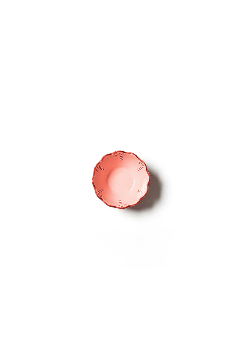 Red Candy Cane Scallop Small Bowl, Alternate, color, Red