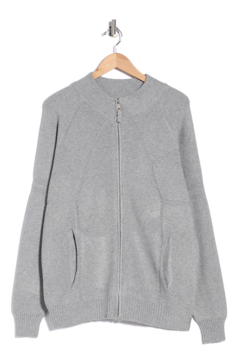 Mock Neck Zip Sweater, Alternate, color, H.GREY