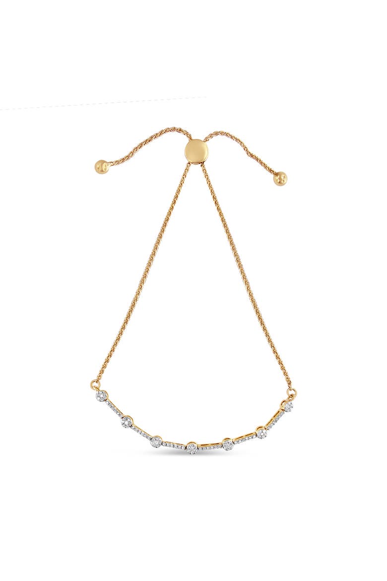 14K Gold Plated Sterling Silver 1/3 Cttw Diamond Slider Link Bolo Bracelet, Alternate, color, Yellow Gold over Silver