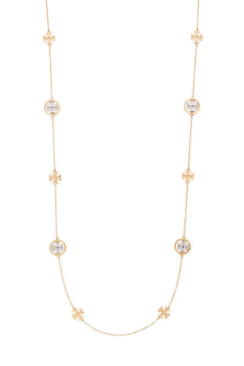 Miller Logo Spinner Rosary Necklace, Main, color, TORY GOLD / SILVER