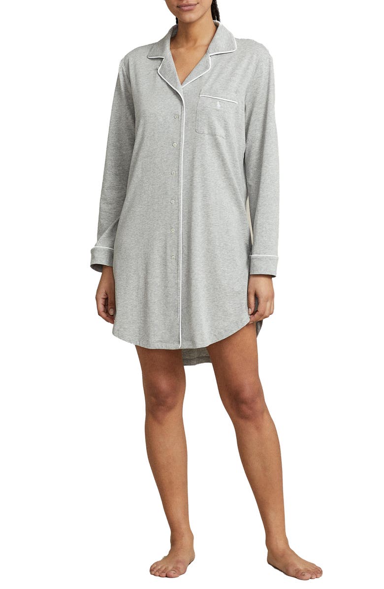 Polo Ralph Lauren Cotton Blend Sleepshirt, Main, color, Heather Grey