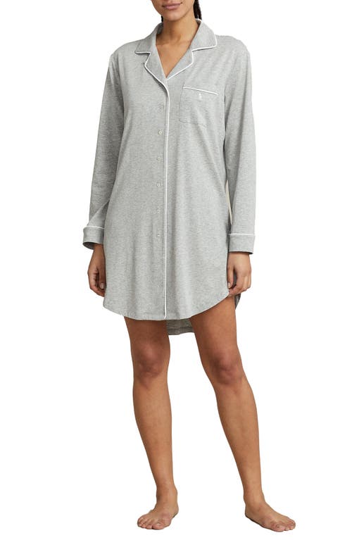 Polo Ralph Lauren Lauren Ralph Lauren Bingham Knits Cotton Sleepshirt In Gray
