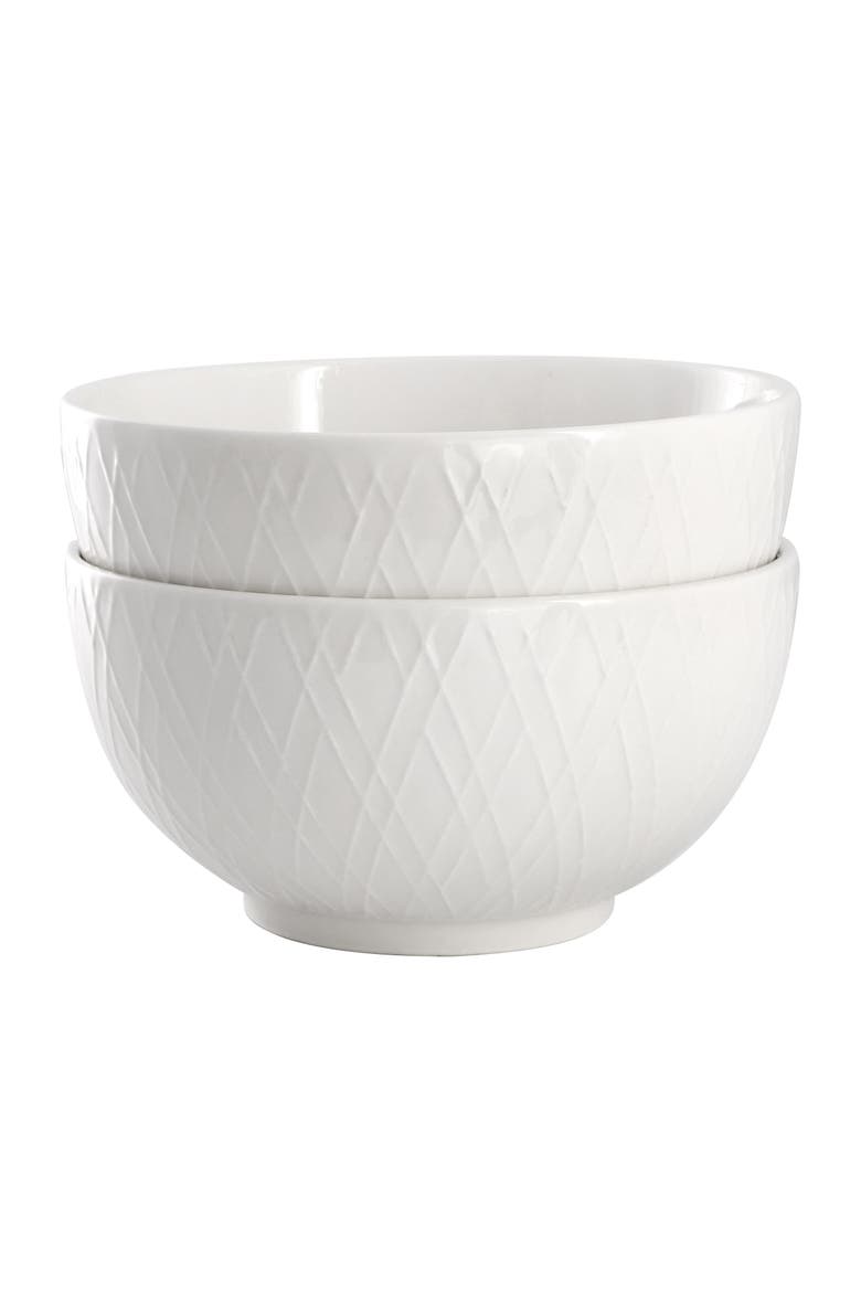 2 Piece Fine Ceramic 6in Cereal Bowl Set in White, Main, color, White