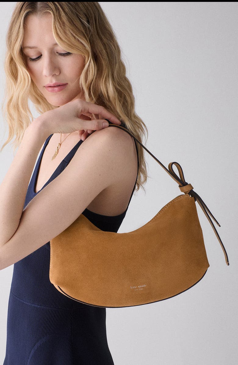Kate Spade New York loop suede shoulder bag, Alternate, color, Garden Soil